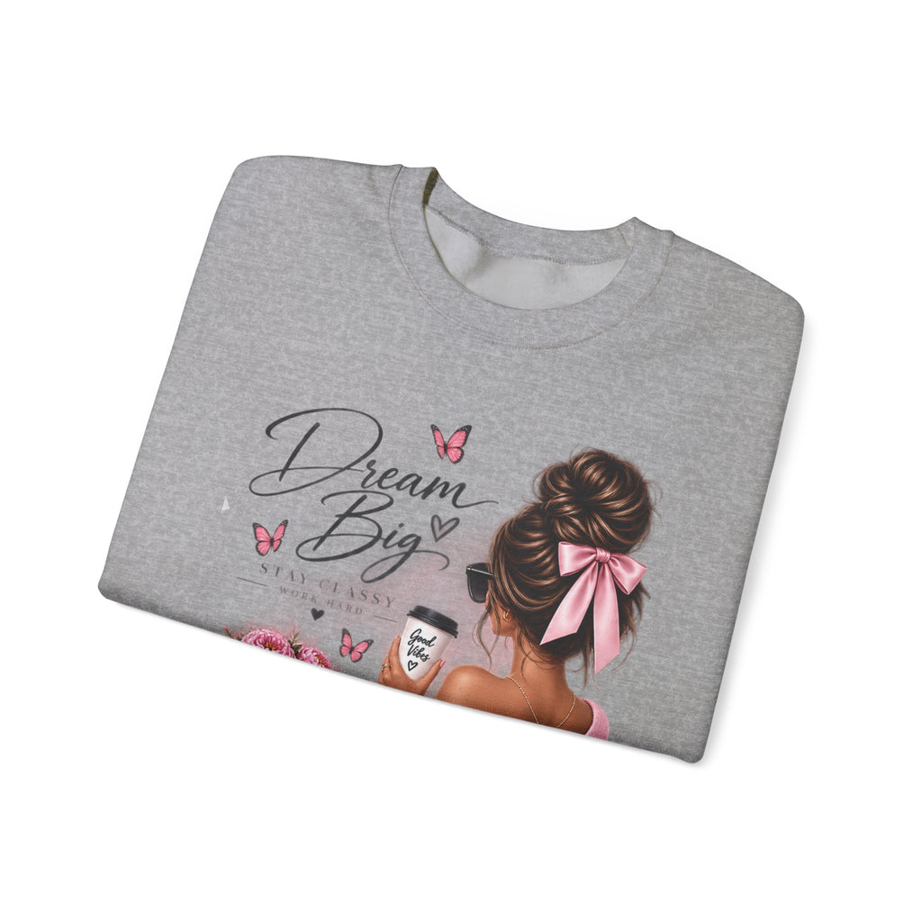 Crewneck Sweatshirt — "Dream Big" Chic Girl Graphic Pullover