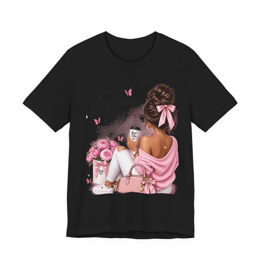 Dream Big Girl T-Shirt — Pink Floral Butterfly Graphic Tee