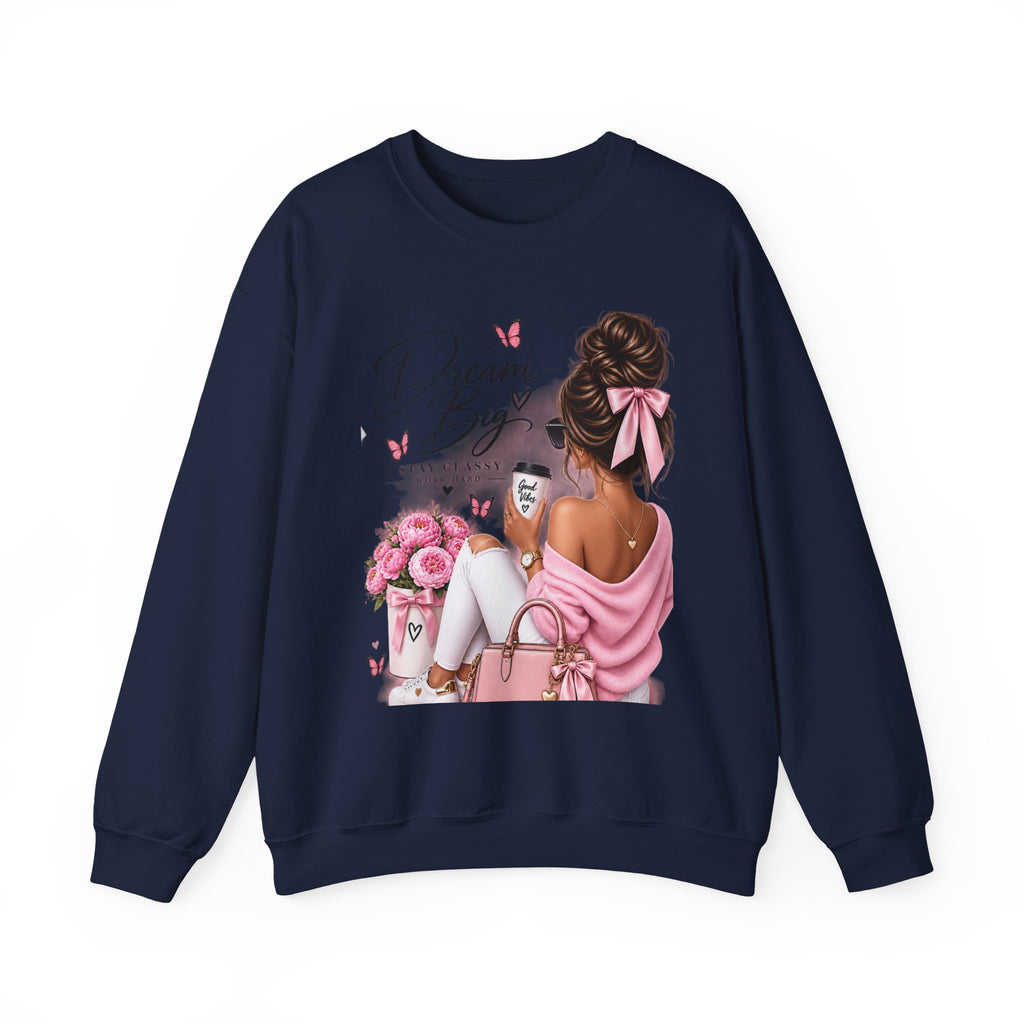 Crewneck Sweatshirt — "Dream Big" Chic Girl Graphic Pullover