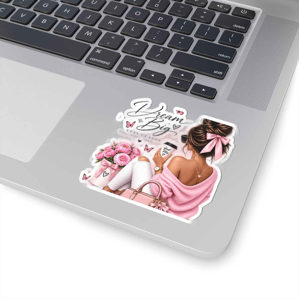 Dream Big Pink Girl Sticker — Inspirational Laptop & Planner Kiss-Cut Sticker