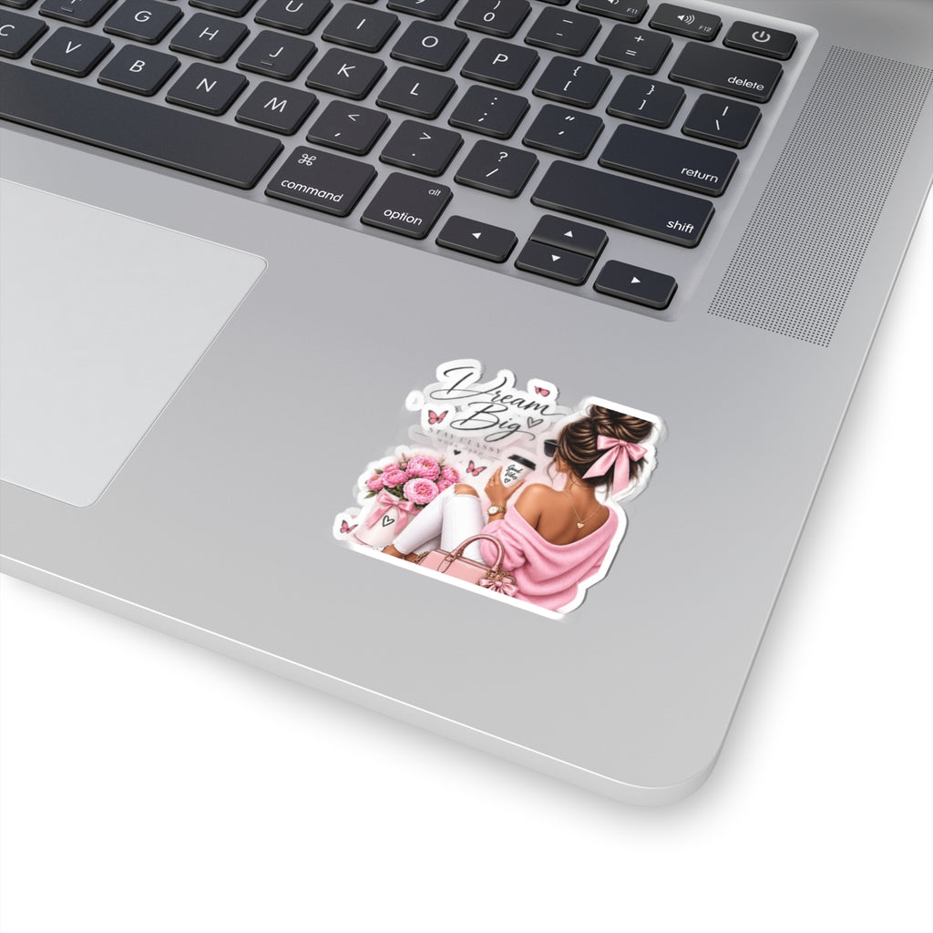 Dream Big Pink Girl Sticker — Inspirational Laptop & Planner Kiss-Cut Sticker