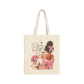 Tote Bag — "Dream Big" Pink Floral Afro Girl Canvas Tote