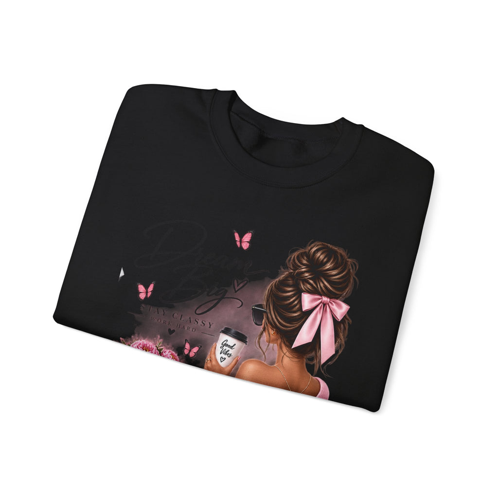 Crewneck Sweatshirt — "Dream Big" Chic Girl Graphic Pullover