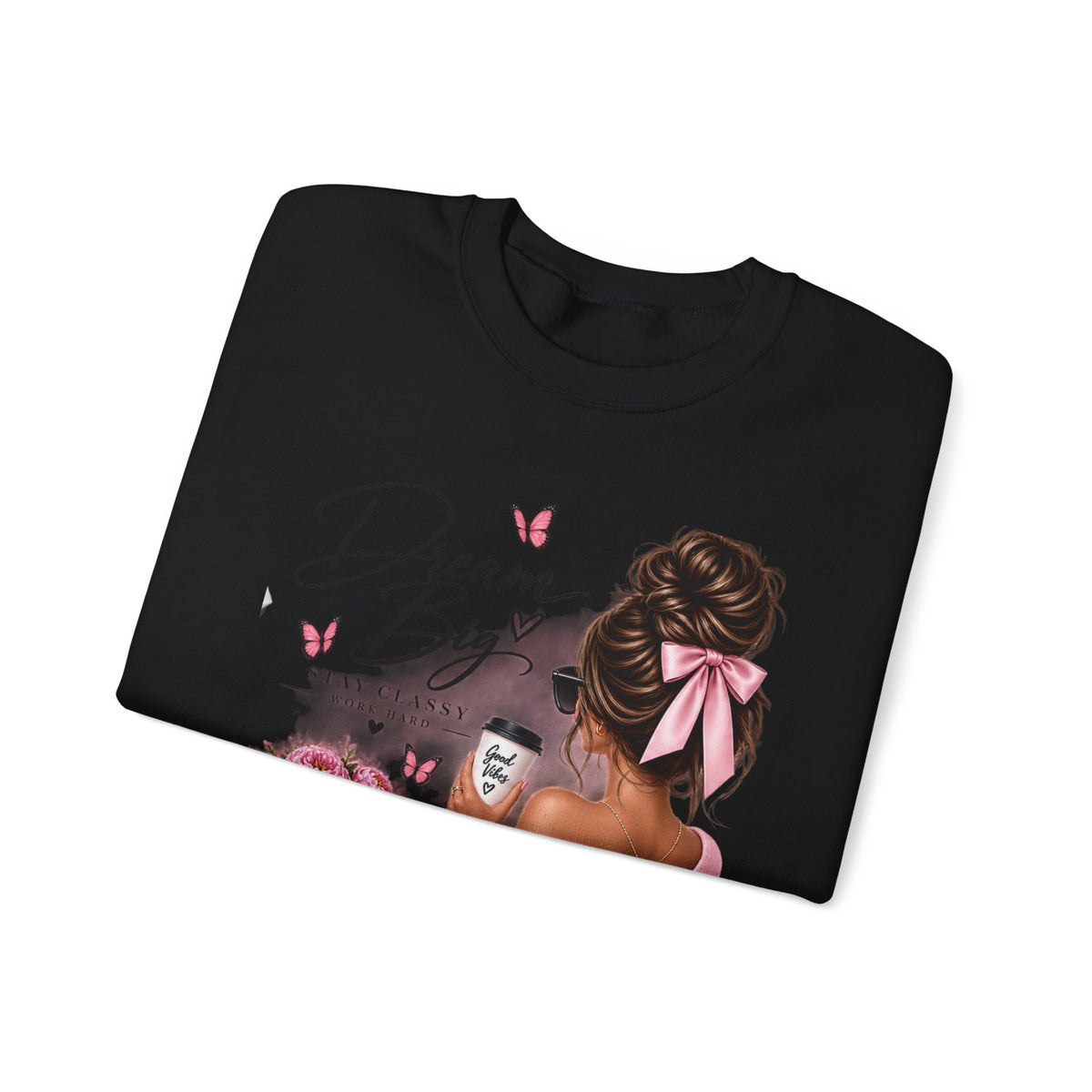 Crewneck Sweatshirt — "Dream Big" Chic Girl Graphic Pullover
