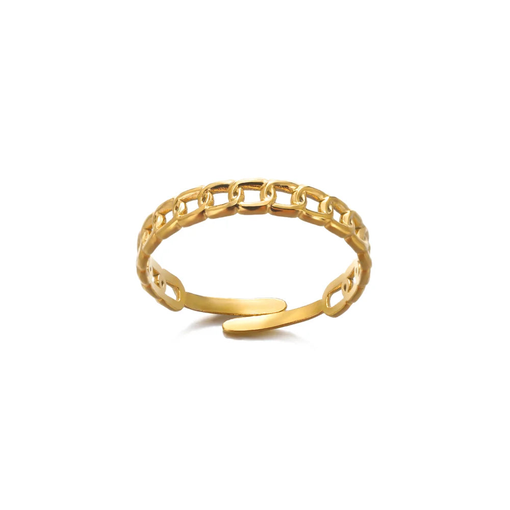 Gold Geometric Adjustable Stainless Steel Ring