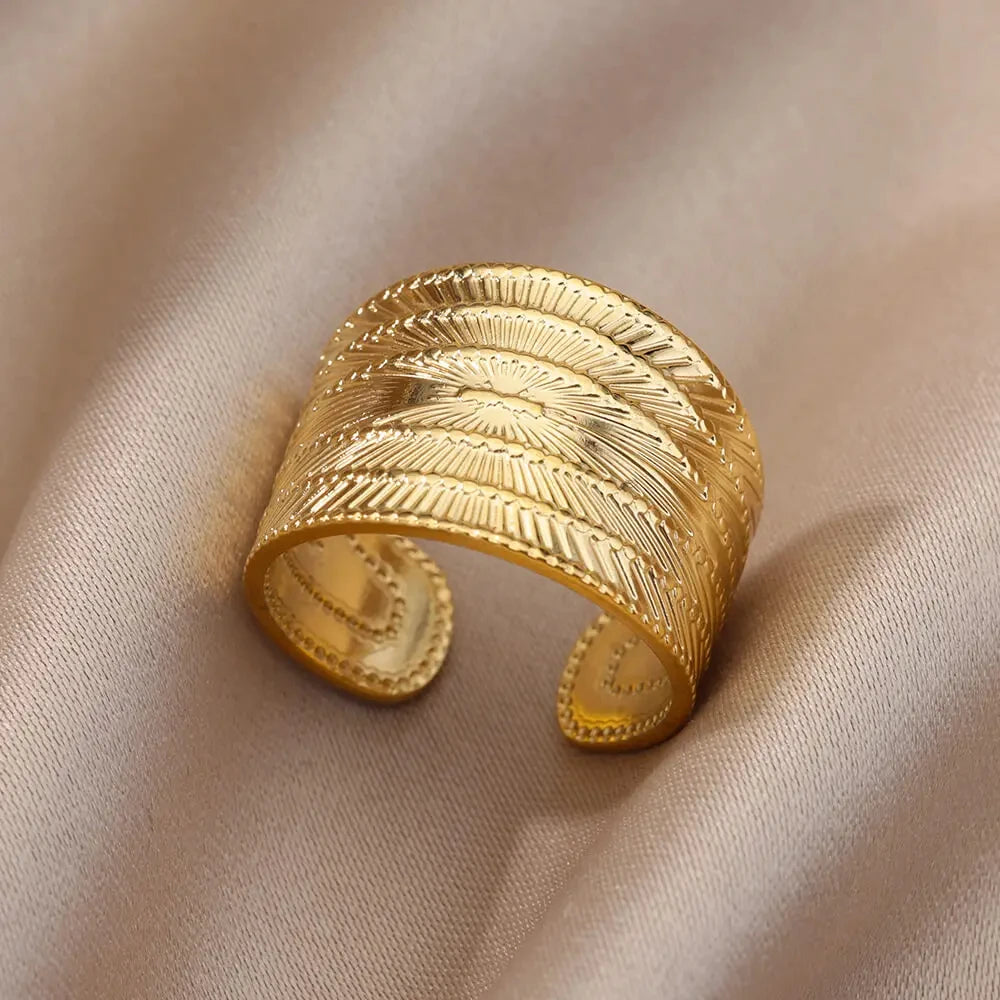 Gold Geometric Adjustable Stainless Steel Ring