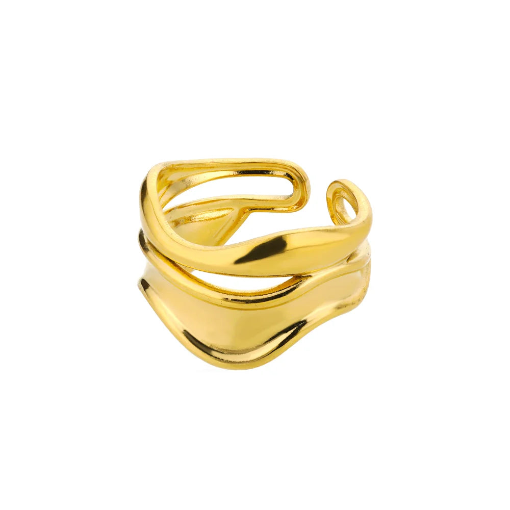 Gold Geometric Adjustable Stainless Steel Ring