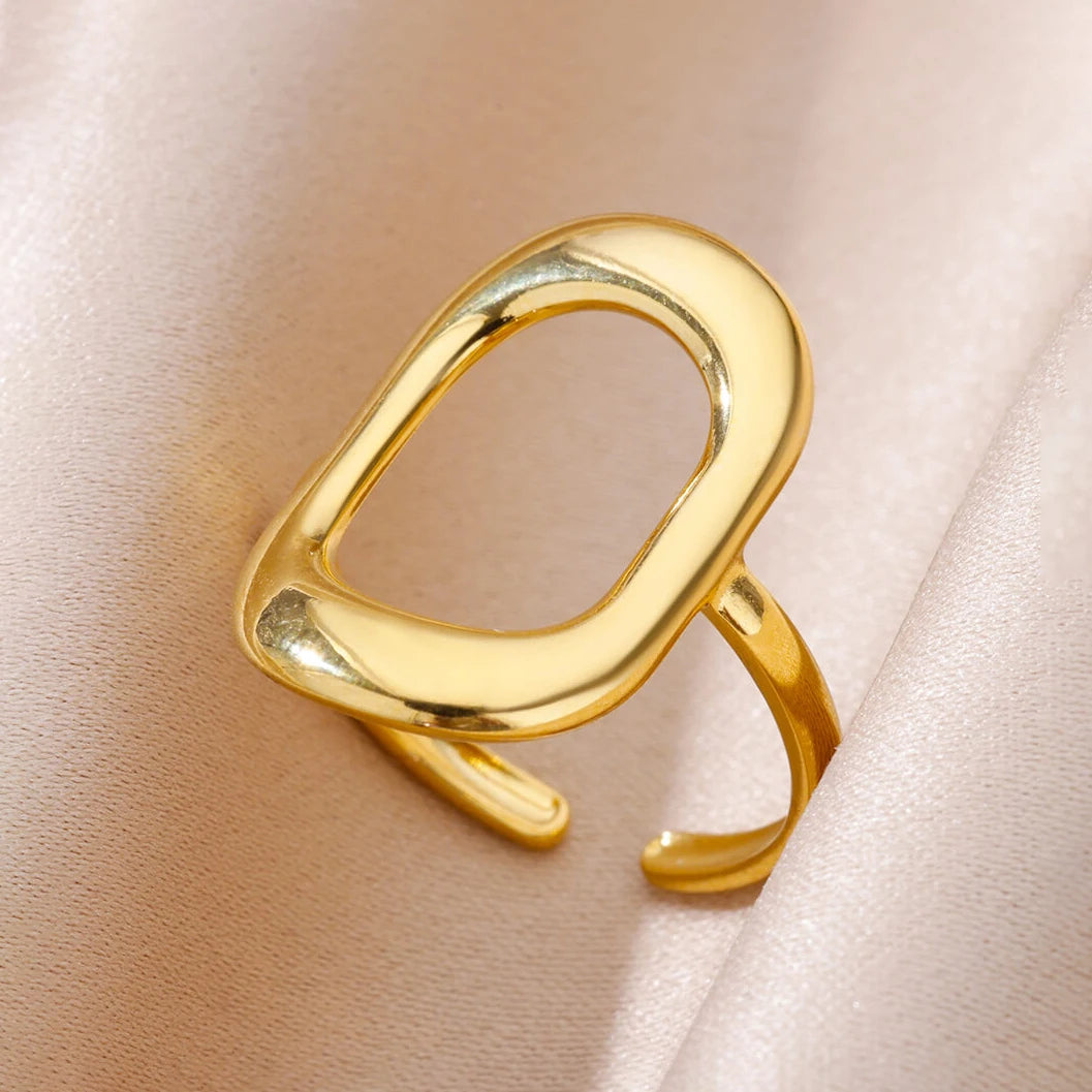 Gold Geometric Adjustable Stainless Steel Ring