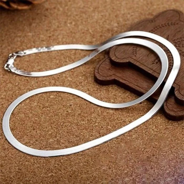 Gold-Plated 4mm Flat Chain Pendant Necklace