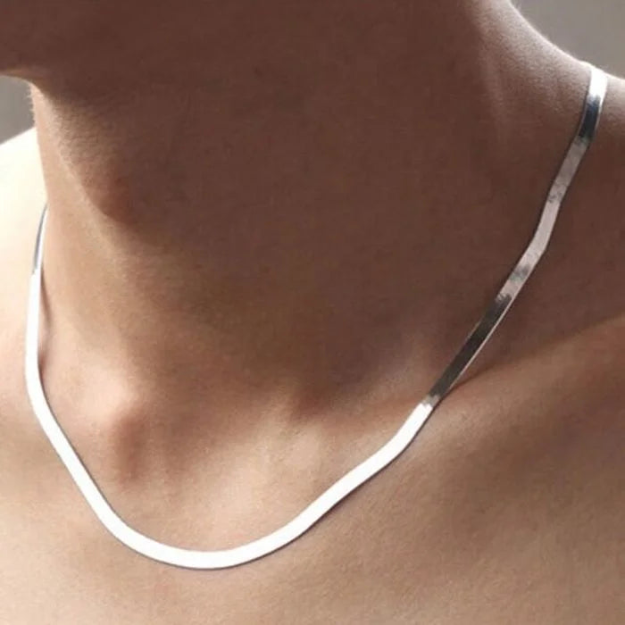 Gold-Plated 4mm Flat Chain Pendant Necklace