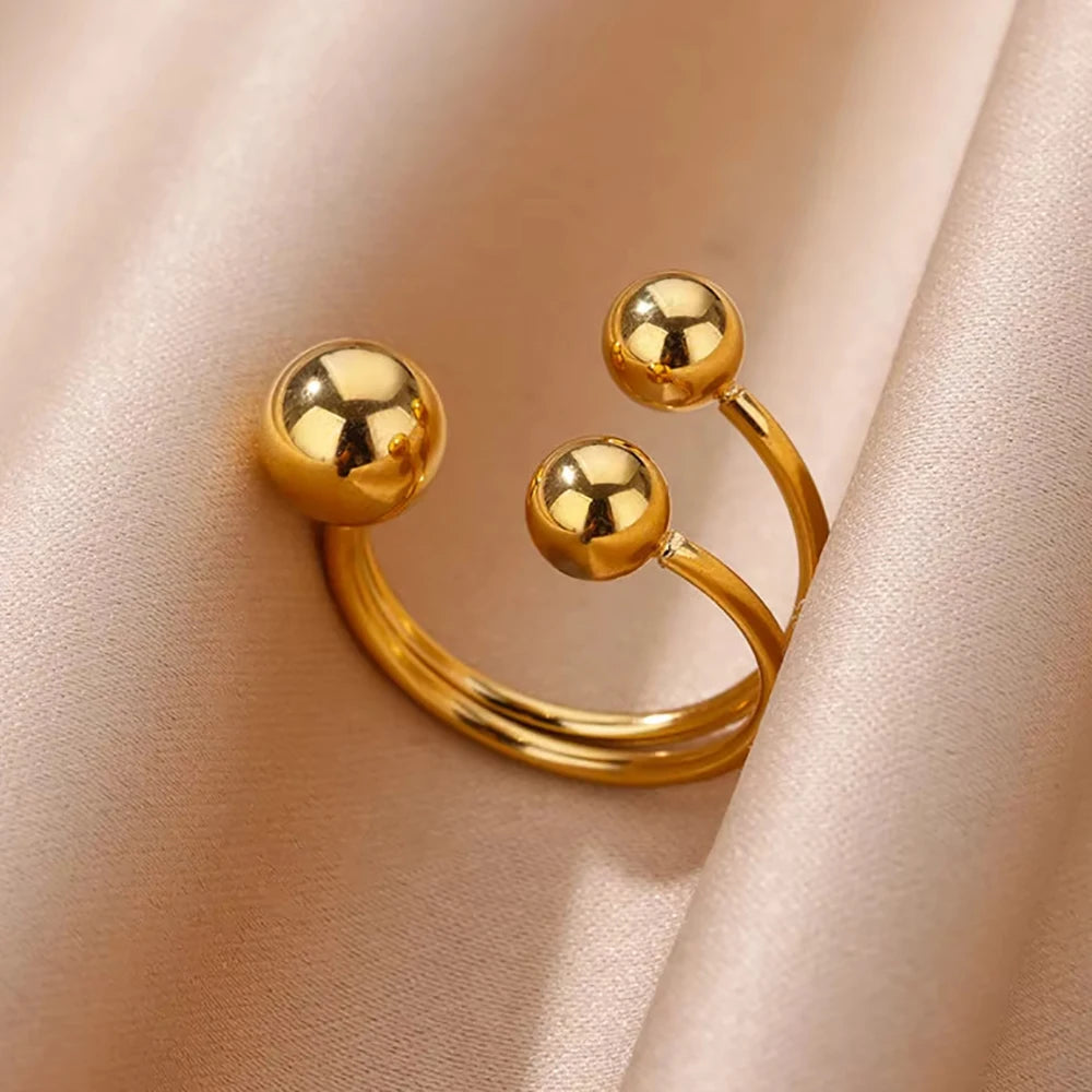 Gold Geometric Adjustable Stainless Steel Ring