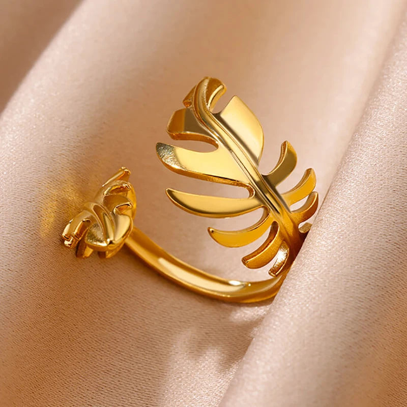 Gold Geometric Adjustable Stainless Steel Ring