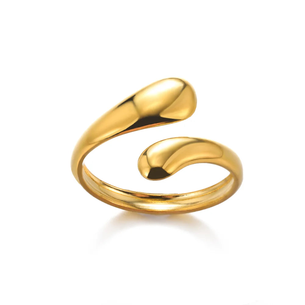 Gold Geometric Adjustable Stainless Steel Ring