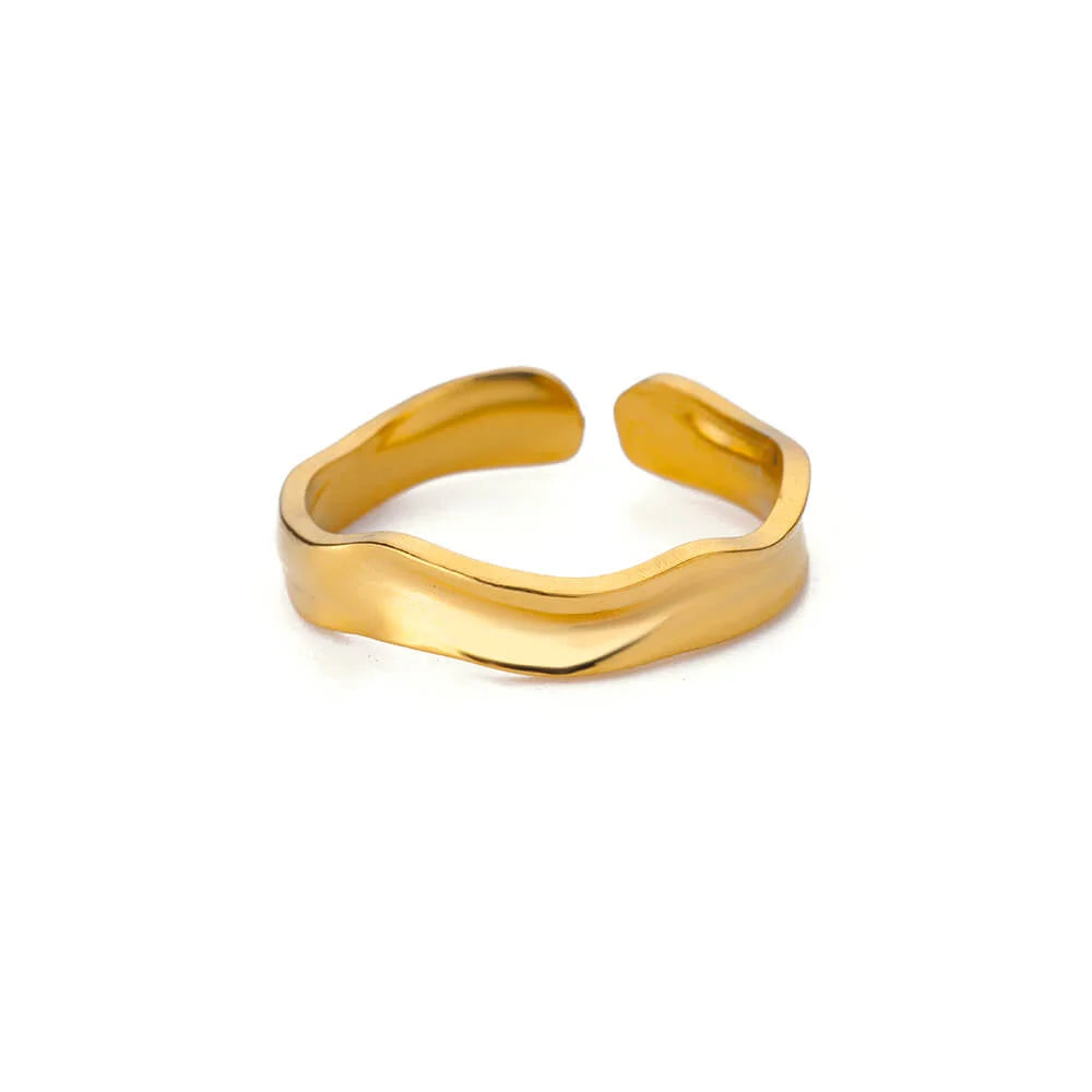 Gold Geometric Adjustable Stainless Steel Ring
