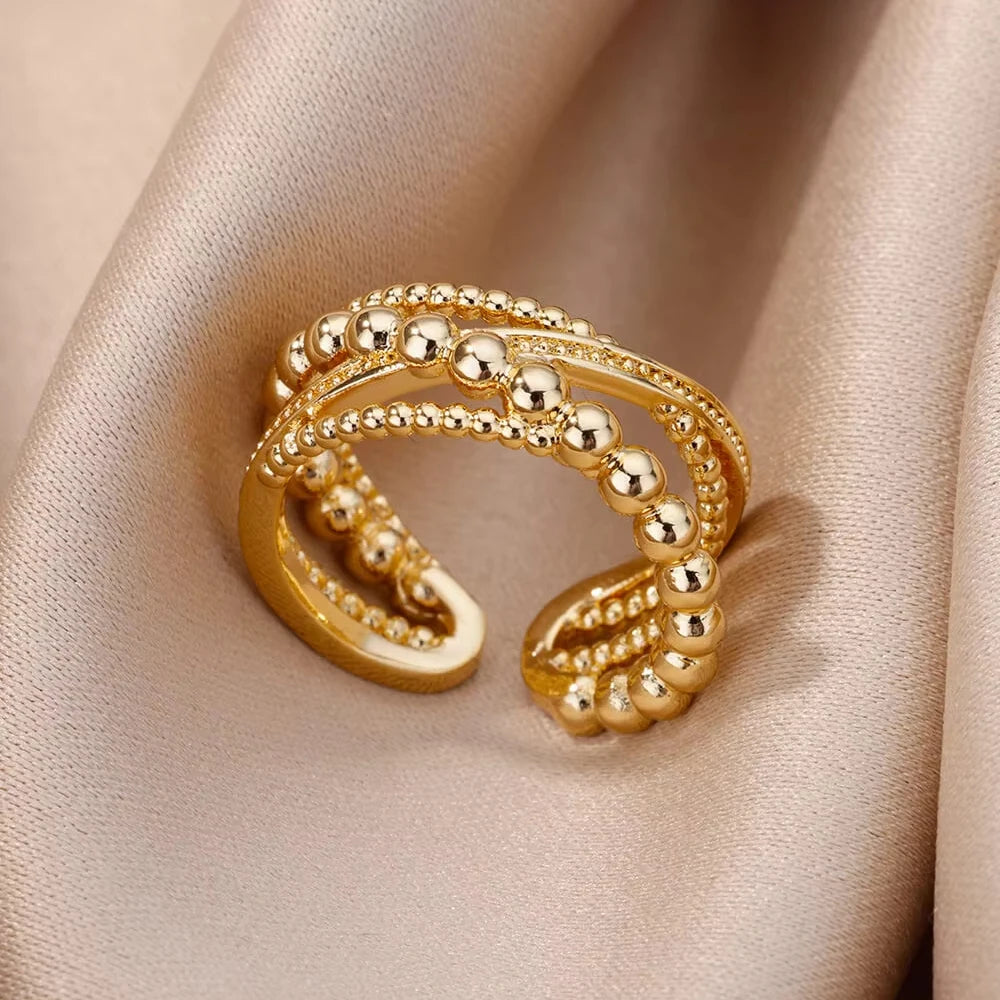 Gold Geometric Adjustable Stainless Steel Ring