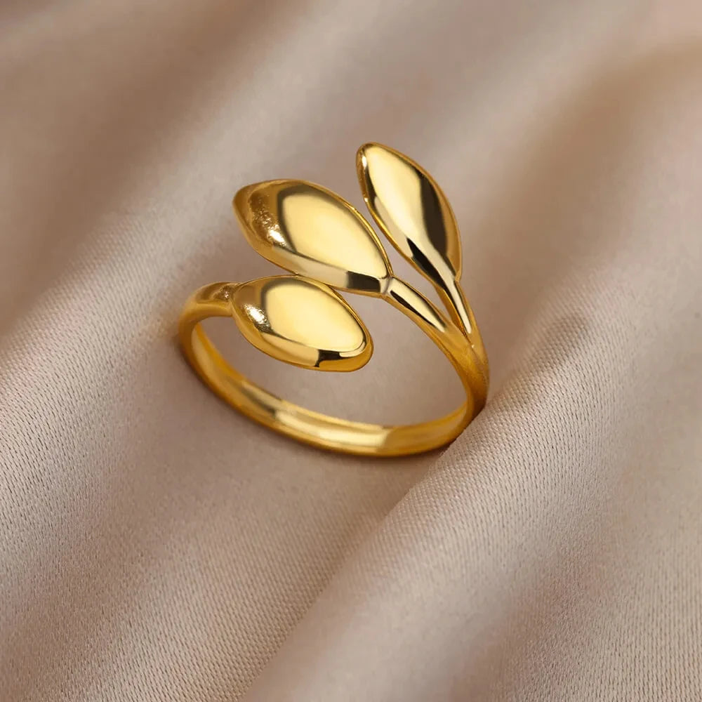 Gold Geometric Adjustable Stainless Steel Ring