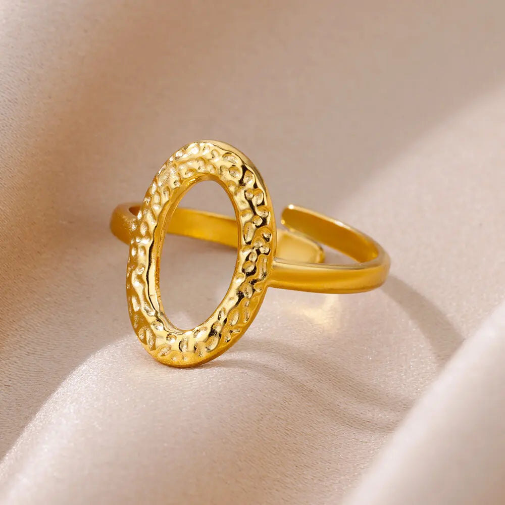 Gold Geometric Adjustable Stainless Steel Ring