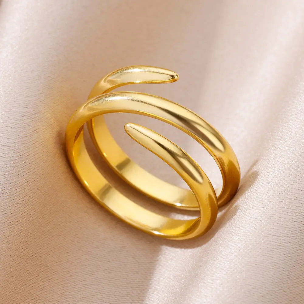 Gold Geometric Adjustable Stainless Steel Ring