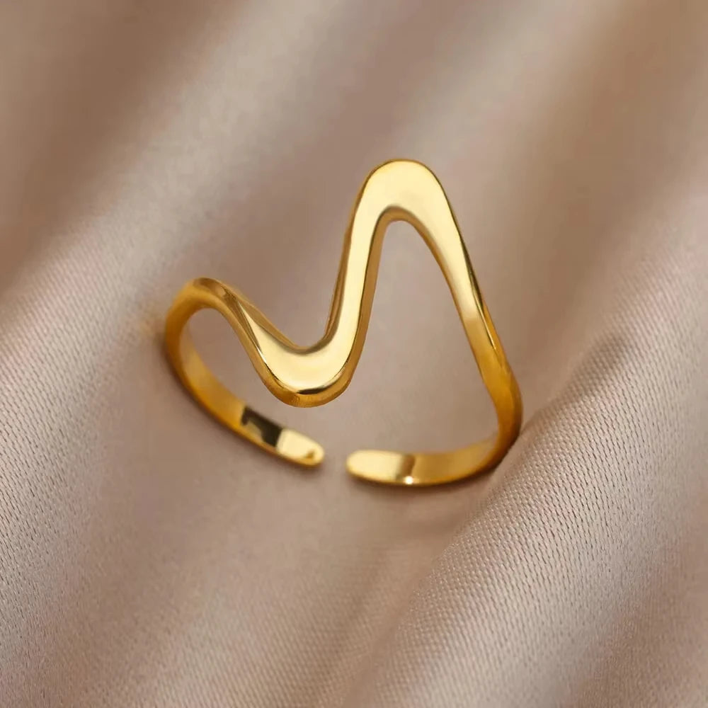 Gold Geometric Adjustable Stainless Steel Ring