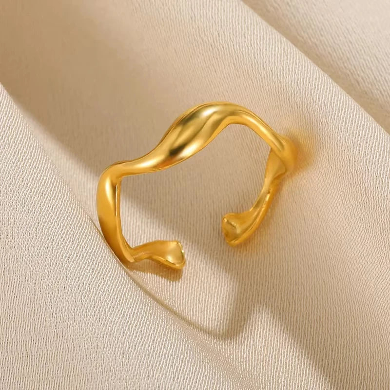 Gold Geometric Adjustable Stainless Steel Ring