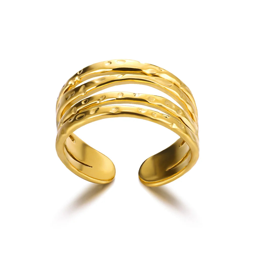 Gold Geometric Adjustable Stainless Steel Ring