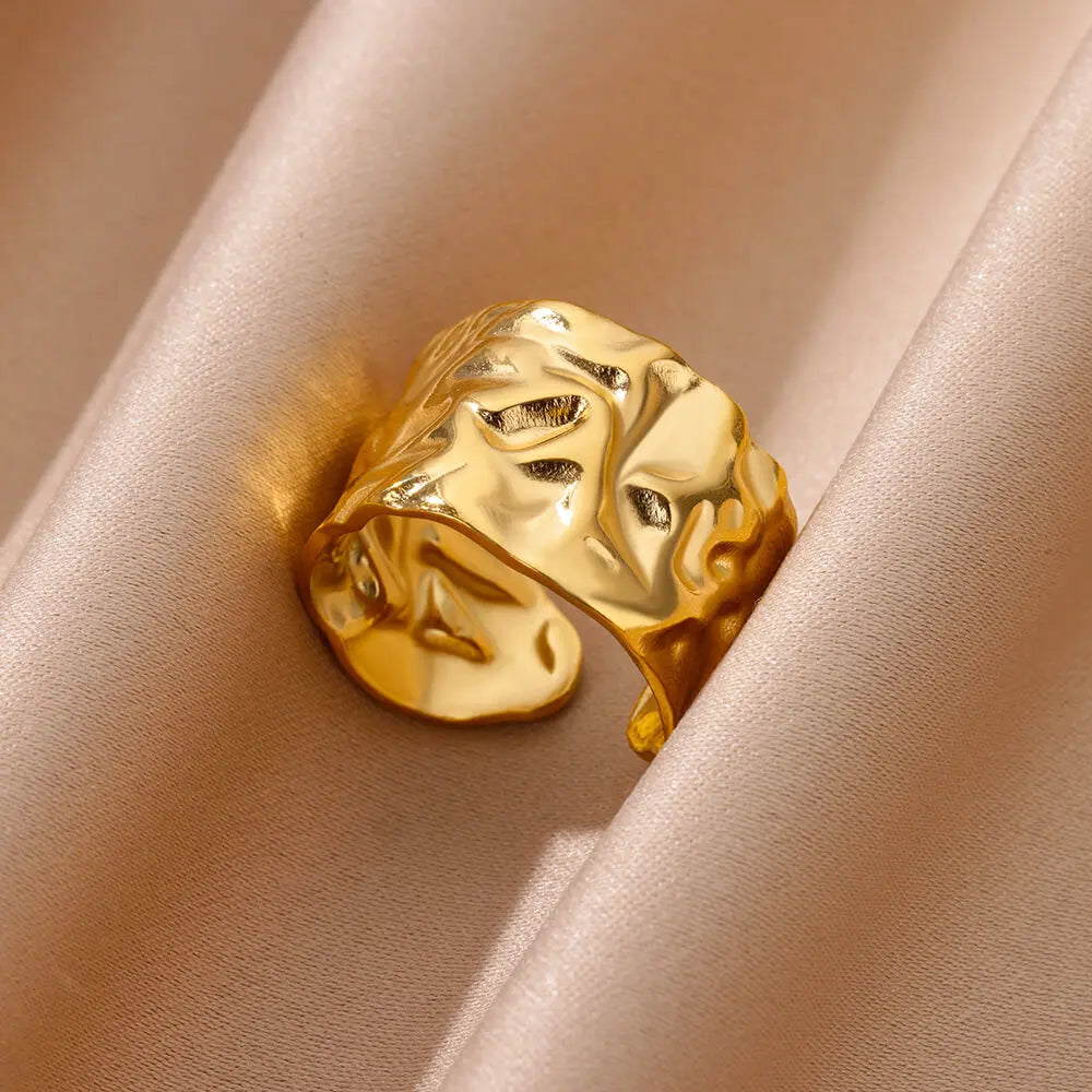 Gold Geometric Adjustable Stainless Steel Ring