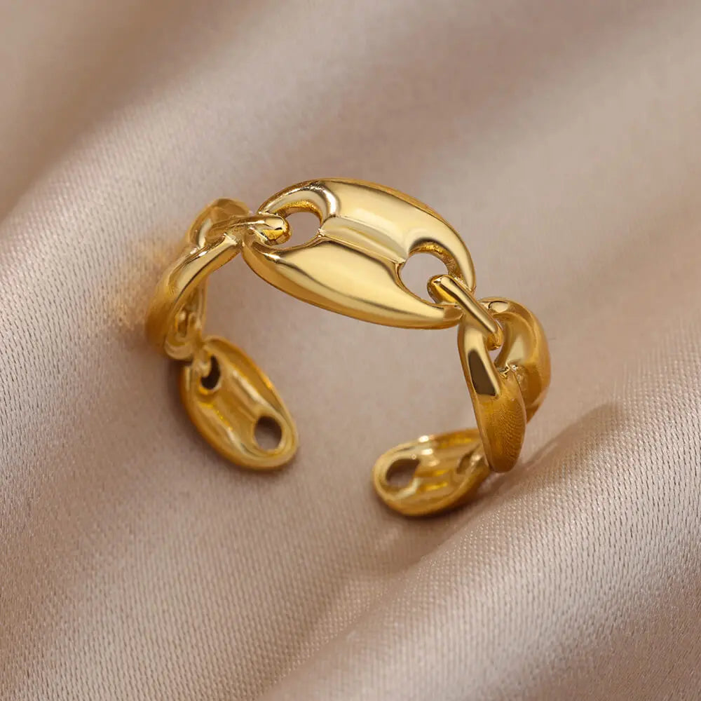 Gold Geometric Adjustable Stainless Steel Ring