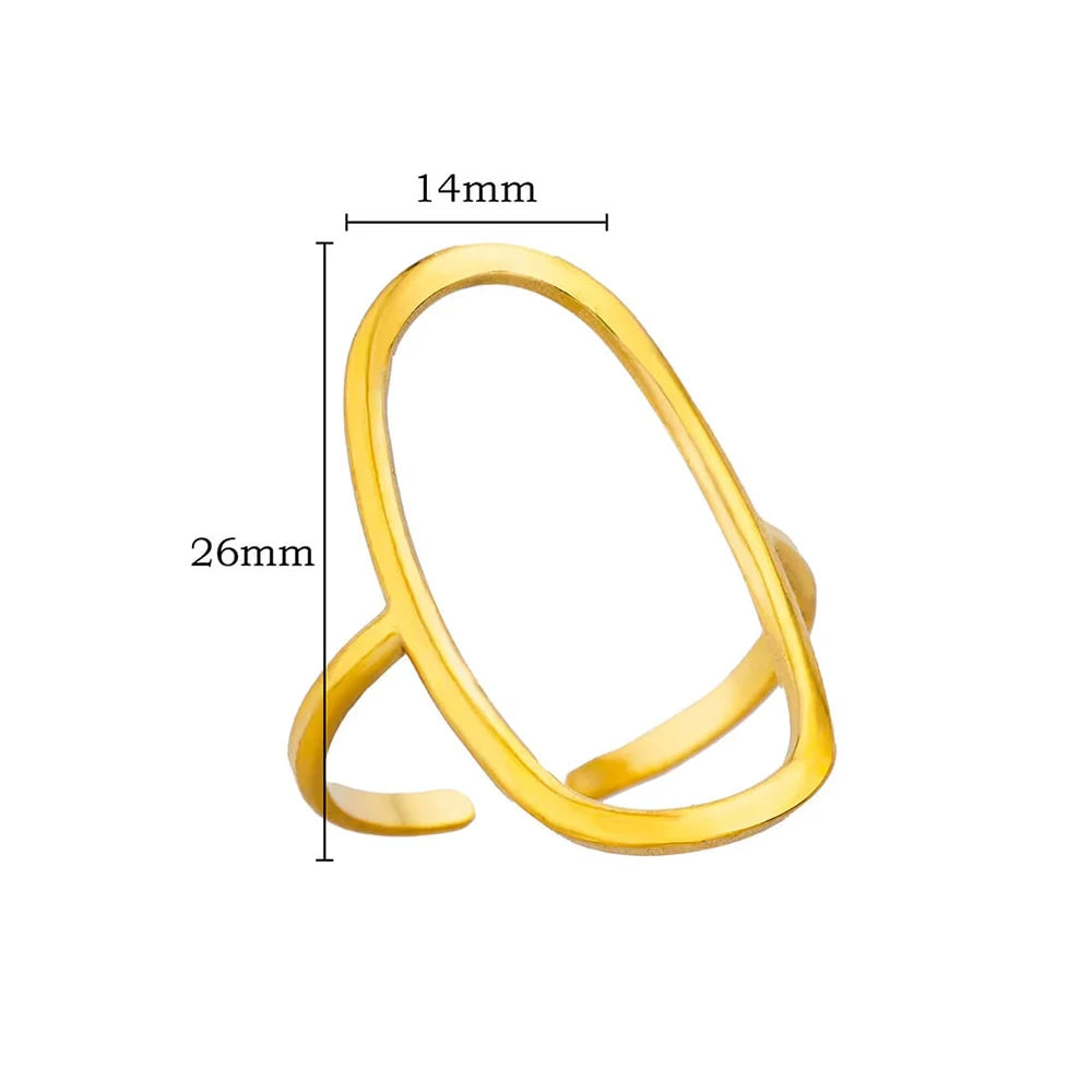 Gold Geometric Adjustable Stainless Steel Ring
