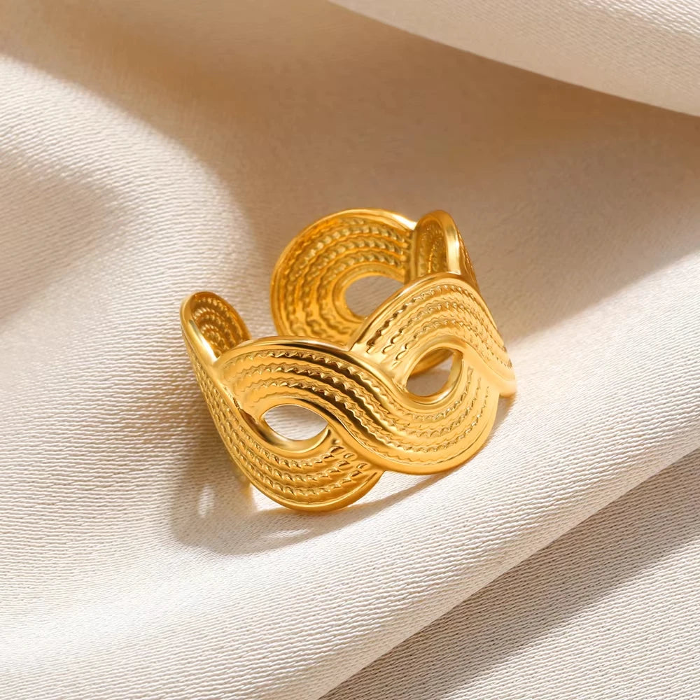 Gold Geometric Adjustable Stainless Steel Ring