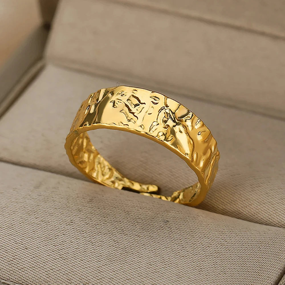 Gold Geometric Adjustable Stainless Steel Ring